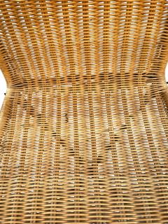Jacques Adnet 1950s Stitched leather and rattan chairs by Jacques Adnet - 4711538