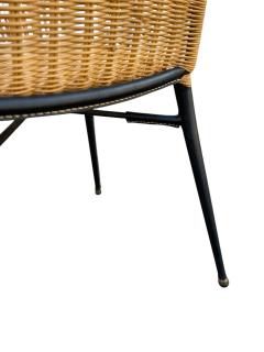 Jacques Adnet 1950s Stitched leather and rattan chairs by Jacques Adnet - 4711539