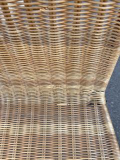 Jacques Adnet 1950s Stitched leather and rattan chairs by Jacques Adnet - 4711542