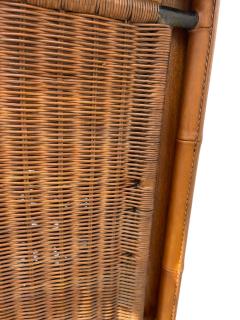 Jacques Adnet 1950s Stitched leather and rattan chest of drawers by Jacques Adnet - 4551638