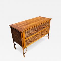 Jacques Adnet 1950s Stitched leather and rattan chest of drawers by Jacques Adnet - 4551659