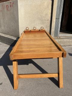 Jacques Adnet 1950s Stitched leather and wood cocktail table by Jacques Adnet - 3846380