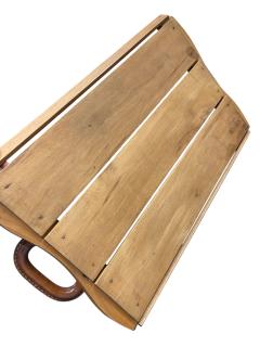 Jacques Adnet 1950s Stitched leather and wood serving tray by Jacques Adnet - 4695015