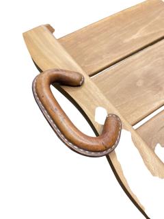 Jacques Adnet 1950s Stitched leather and wood serving tray by Jacques Adnet - 4695016