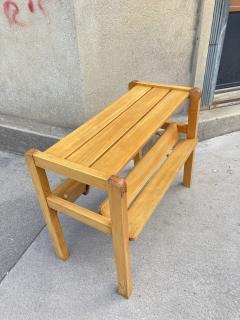 Jacques Adnet 1950s Stitched leather and wood side table by Jacques Adnet - 3866587