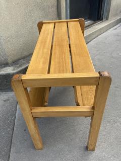 Jacques Adnet 1950s Stitched leather and wood side table by Jacques Adnet - 3866592