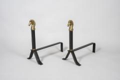 Jacques Adnet 1950s Stitched leather andirons By Jacques Adnet - 2780692