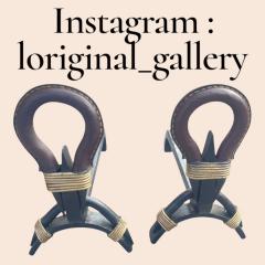 Jacques Adnet 1950s Stitched leather andirons by Jacques Adnet - 4811454