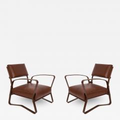 Jacques Adnet 1950s Stitched leather armchairs by Jacques Adnet - 2429756