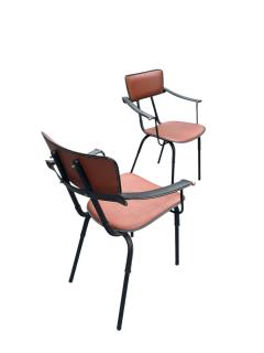 Jacques Adnet 1950s Stitched leather armchairs by Jacques Adnet - 4533312