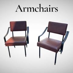 Jacques Adnet 1950s Stitched leather armchairs by Jacques Adnet - 4685400