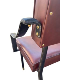 Jacques Adnet 1950s Stitched leather armchairs by Jacques Adnet - 4685406