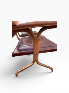 Jacques Adnet 1950s Stitched leather armchairs by Jacques Adnet - 4771542