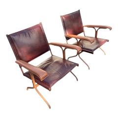 Jacques Adnet 1950s Stitched leather armchairs by Jacques Adnet - 4772132