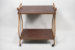 Jacques Adnet 1950s Stitched leather bar cart by Jacques Adnet - 2700553