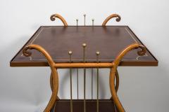 Jacques Adnet 1950s Stitched leather bar cart by Jacques Adnet - 2700554