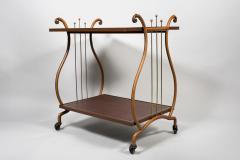 Jacques Adnet 1950s Stitched leather bar cart by Jacques Adnet - 2700555