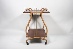Jacques Adnet 1950s Stitched leather bar cart by Jacques Adnet - 2700557