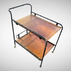 Jacques Adnet 1950s Stitched leather bar cart by Jacques Adnet - 4719457