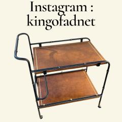 Jacques Adnet 1950s Stitched leather bar cart by Jacques Adnet - 4719458
