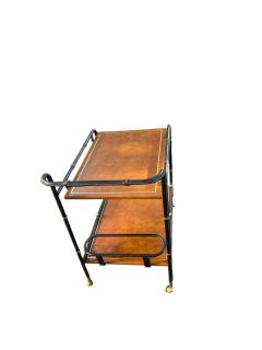 Jacques Adnet 1950s Stitched leather bar cart by Jacques Adnet - 4719460