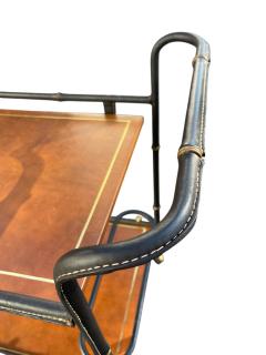 Jacques Adnet 1950s Stitched leather bar cart by Jacques Adnet - 4719462