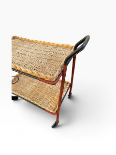 Jacques Adnet 1950s Stitched leather bar cart by Jacques Adnet - 4801039