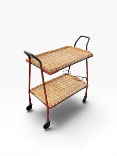 Jacques Adnet 1950s Stitched leather bar cart by Jacques Adnet - 4801062