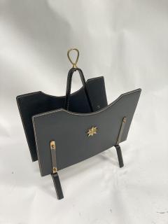 Jacques Adnet 1950s Stitched leather book rack by Jacques Adnet - 3248513