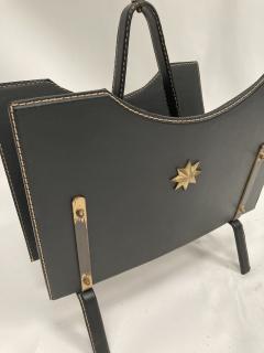 Jacques Adnet 1950s Stitched leather book rack by Jacques Adnet - 3248514