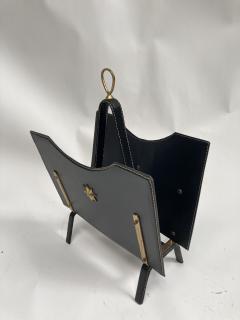 Jacques Adnet 1950s Stitched leather book rack by Jacques Adnet - 3248517