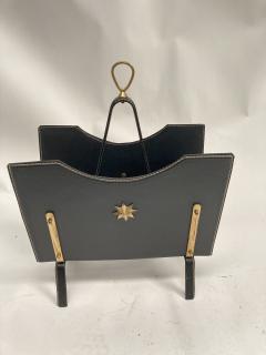 Jacques Adnet 1950s Stitched leather book rack by Jacques Adnet - 3248518