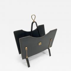 Jacques Adnet 1950s Stitched leather book rack by Jacques Adnet - 3251475