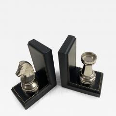 Jacques Adnet 1950s Stitched leather bookends by Jacques Adnet - 3925433