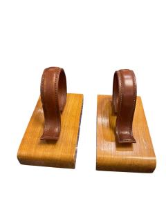 Jacques Adnet 1950s Stitched leather books end by Jacques Adnet - 4581551