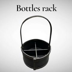 Jacques Adnet 1950s Stitched leather bottle holder by Jacques Adnet - 4433648