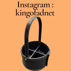 Jacques Adnet 1950s Stitched leather bottle holder by Jacques Adnet - 4433649