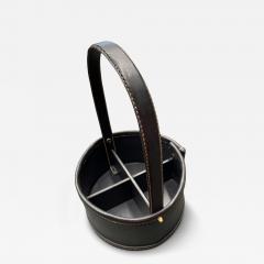 Jacques Adnet 1950s Stitched leather bottle holder by Jacques Adnet - 4435053