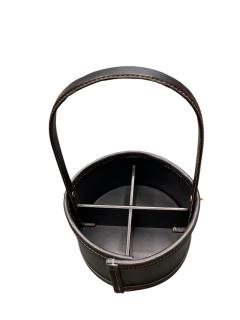 Jacques Adnet 1950s Stitched leather bottles rack by Jacques Adnet - 4372515