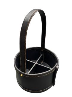 Jacques Adnet 1950s Stitched leather bottles rack by Jacques Adnet - 4372516