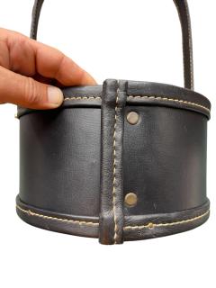 Jacques Adnet 1950s Stitched leather bottles rack by Jacques Adnet - 4372518