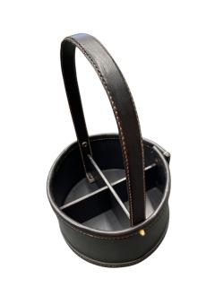 Jacques Adnet 1950s Stitched leather bottles rack by Jacques Adnet - 4372520