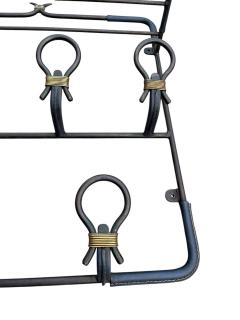 Jacques Adnet 1950s Stitched leather coat rack by Jacques Adnet - 4436468