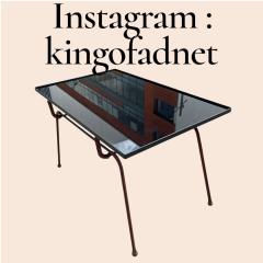 Jacques Adnet 1950s Stitched leather cocktail table by Jacques Adnet - 4694832