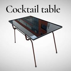 Jacques Adnet 1950s Stitched leather cocktail table by Jacques Adnet - 4694833