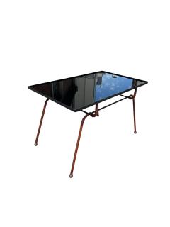 Jacques Adnet 1950s Stitched leather cocktail table by Jacques Adnet - 4694835