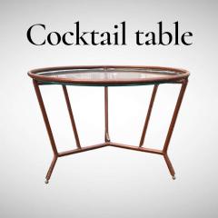 Jacques Adnet 1950s Stitched leather cocktail table by Jacques Adnet - 4694891