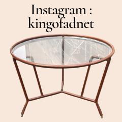 Jacques Adnet 1950s Stitched leather cocktail table by Jacques Adnet - 4694892