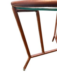 Jacques Adnet 1950s Stitched leather cocktail table by Jacques Adnet - 4694898