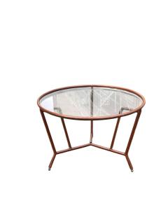 Jacques Adnet 1950s Stitched leather cocktail table by Jacques Adnet - 4695017